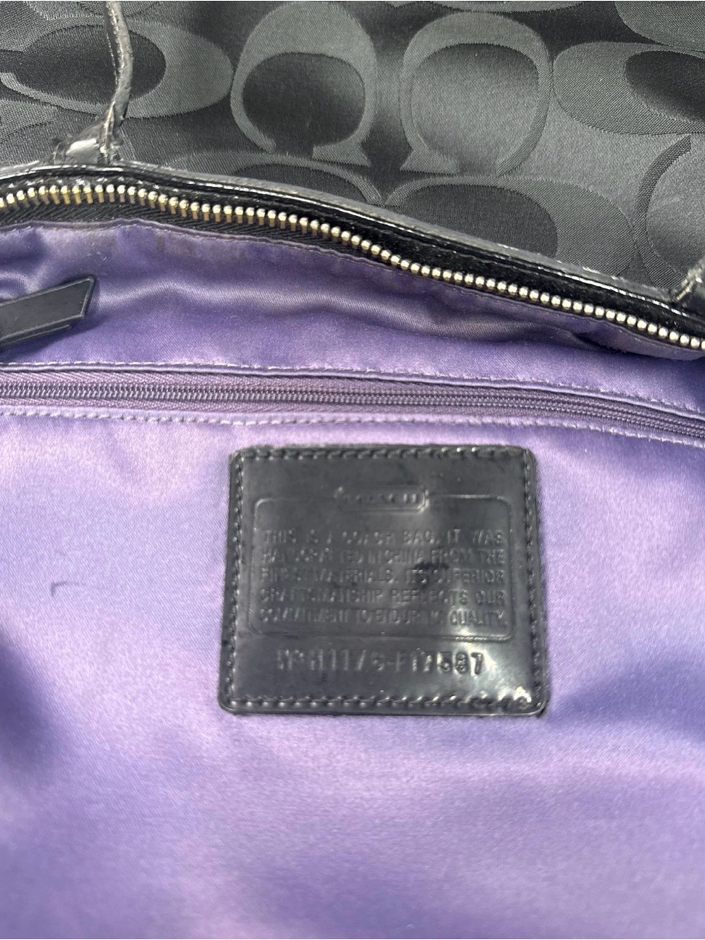 Coach Black Tote with Purple and Lavender Graphic Accents - Picture 9 of 10